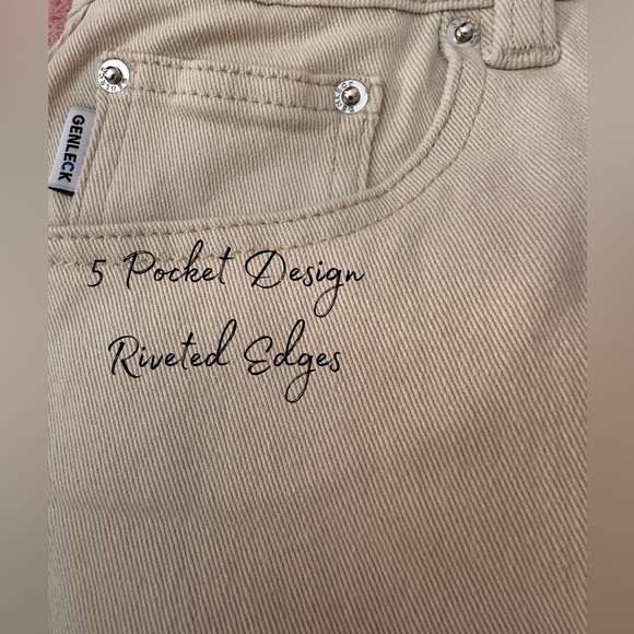 NWT Genleck Women’s Stretch Denim Mini Cargo Skirt Beige Size M - Picture 8 of 11